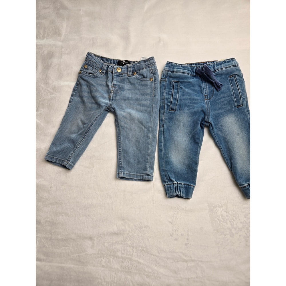 7 For All Mankind Baby Jeans Bundle 12M Medium Wash Denim Jogger Straight 2 Pair